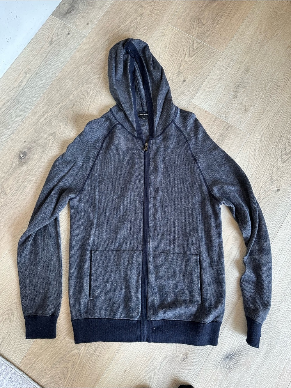 Banana Republic Men's Zip-Up Hooded Sweater in Charcoal and Navy